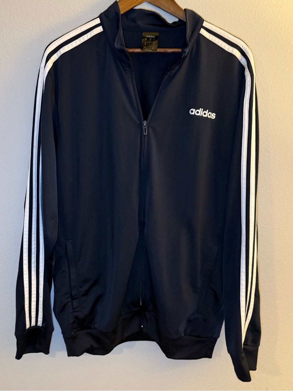 adidas Navy Jacket with White Three-Stripes